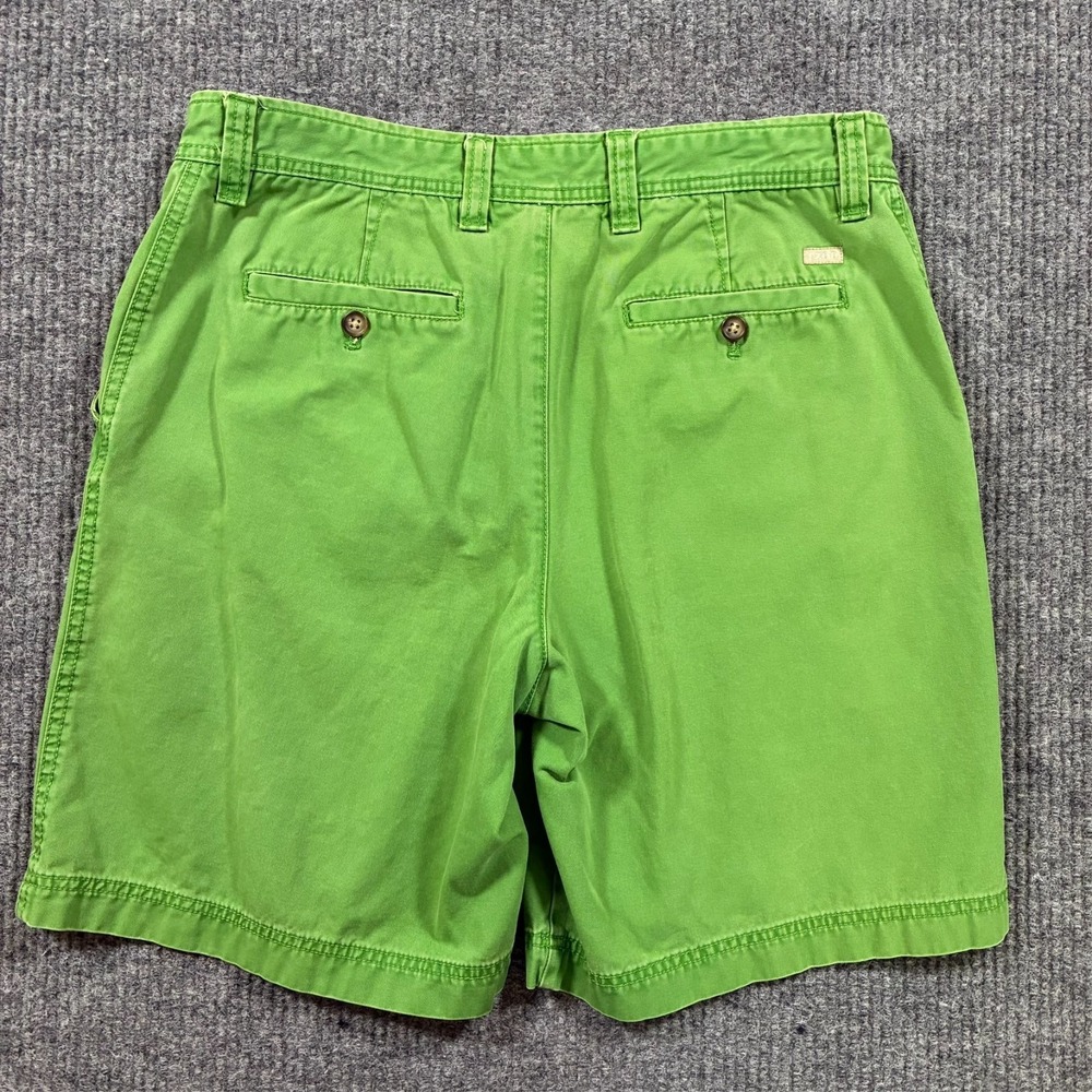IZOD Saltwater Mens Chino Shorts Size 34 Green Cotton Flat Front Mid Rise Casua - Picture 2 of 9